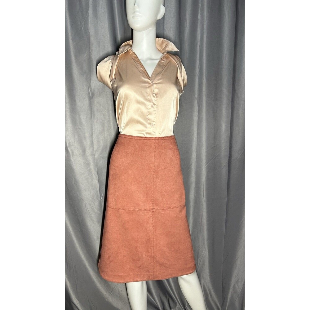 Ann Taylor Women’s Faux Suede A-Line Skirt Petite Size 12 P Clay Rose Red 32X24